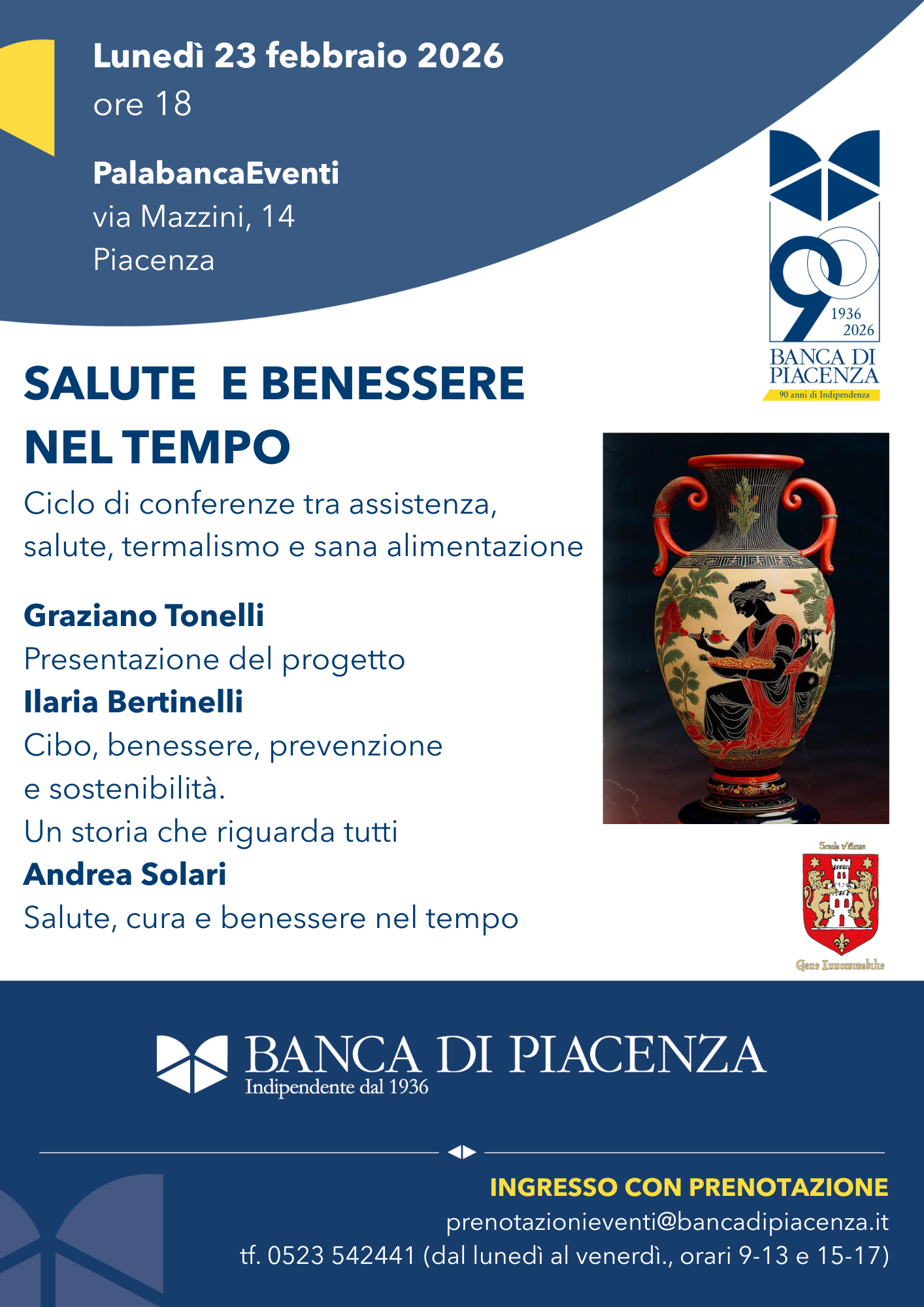  SALUTE E BENESSERE NEL TEMPO Ciclo di conferenze tra assistenza, salute, termalismo e sana alimentazione Lunedì 23 febbraio 2026, ore 18