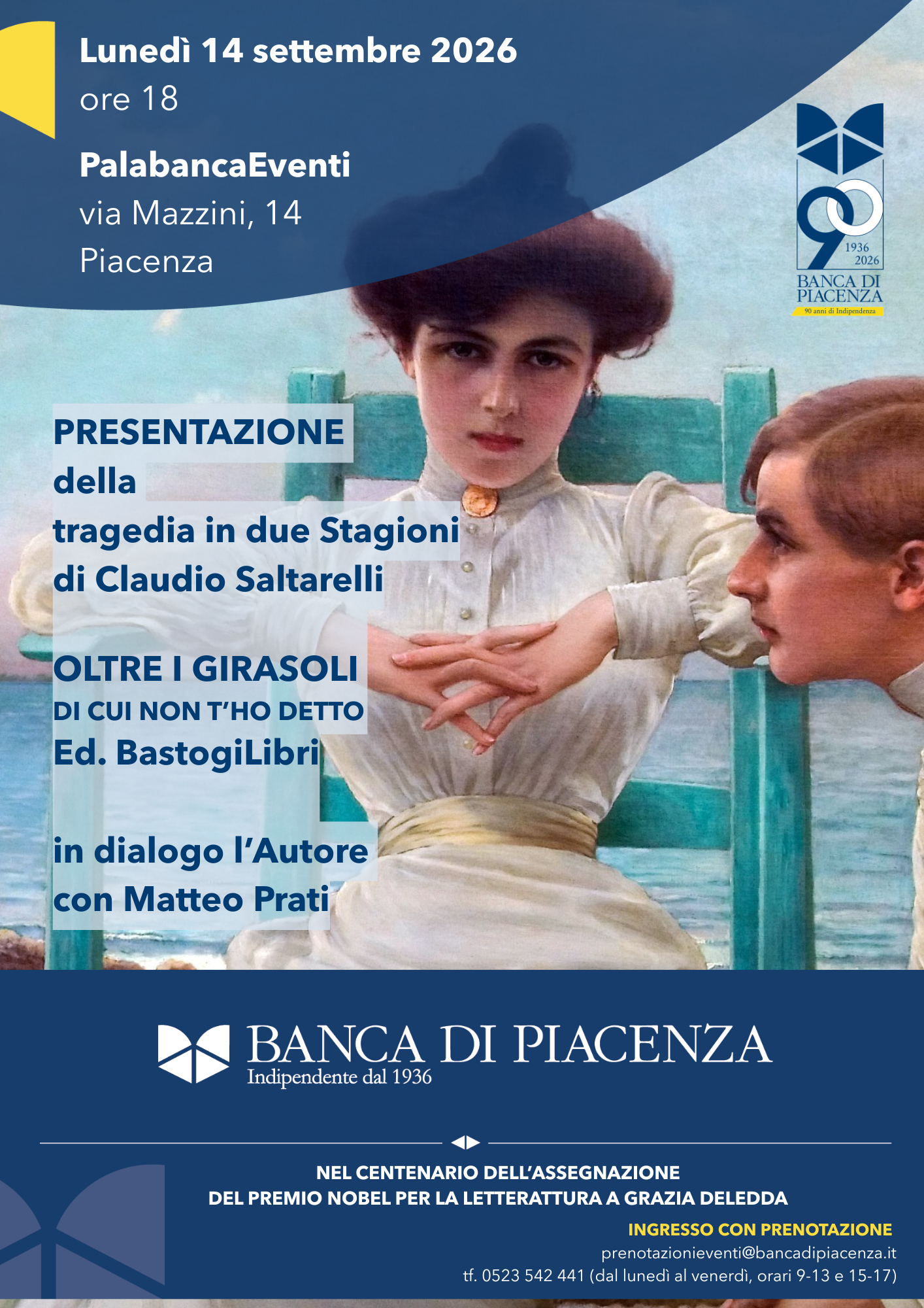 PRESENTAZIONE DELLA TRAGEDIA IN DUE STAGIONI OLTRE I GIRASOLI con Claudio Saltarelli Lunedì 14 settembre ore 18