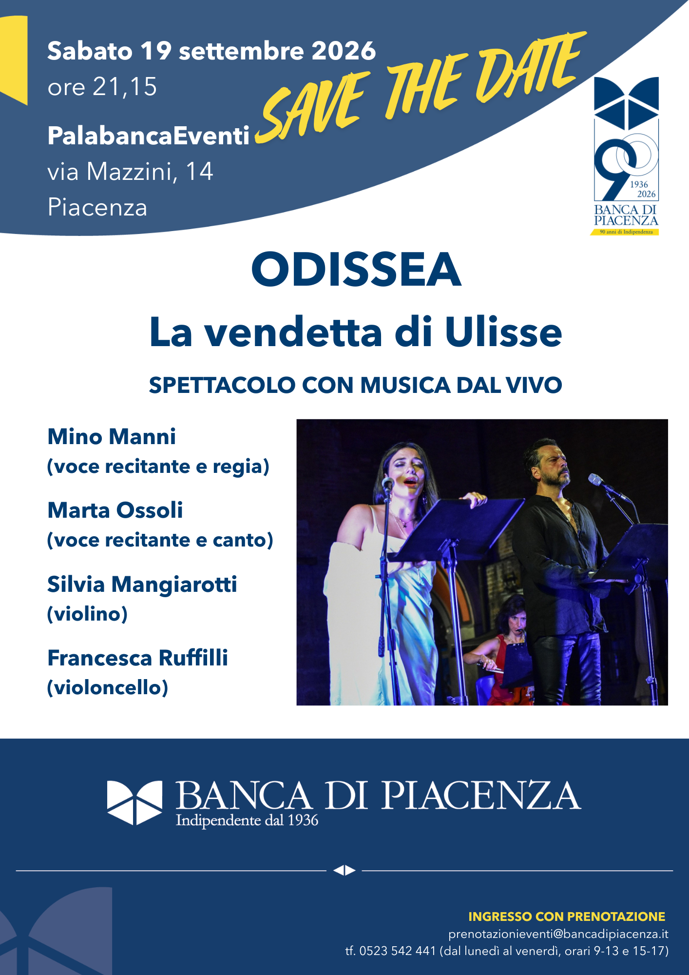 ODISSEA La vendetta di Ulisse con Mino Manni SAVE THE DATE sabato 19 settembre ore 21,15