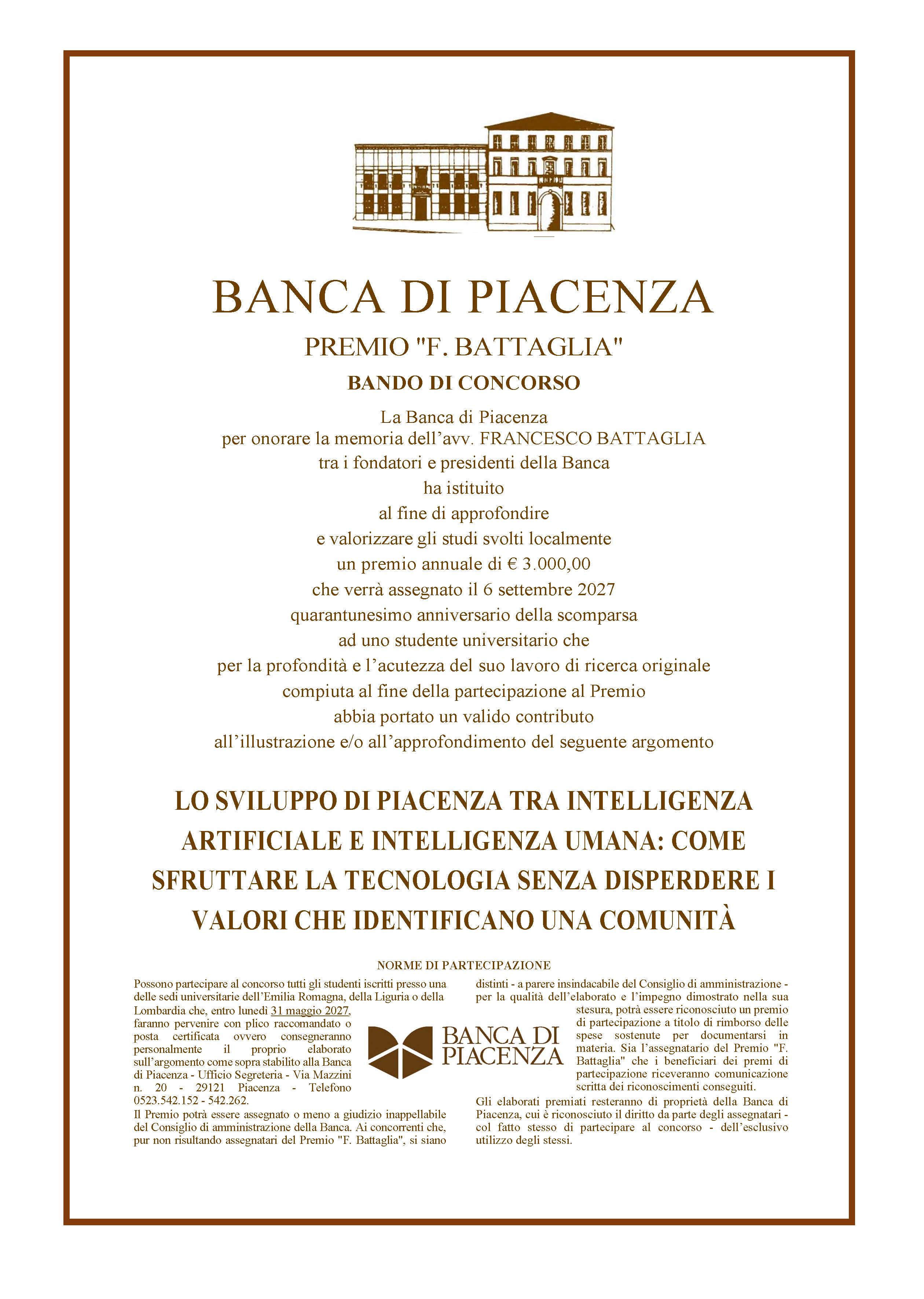 Locandina Premio Battaglia 2026-2027
