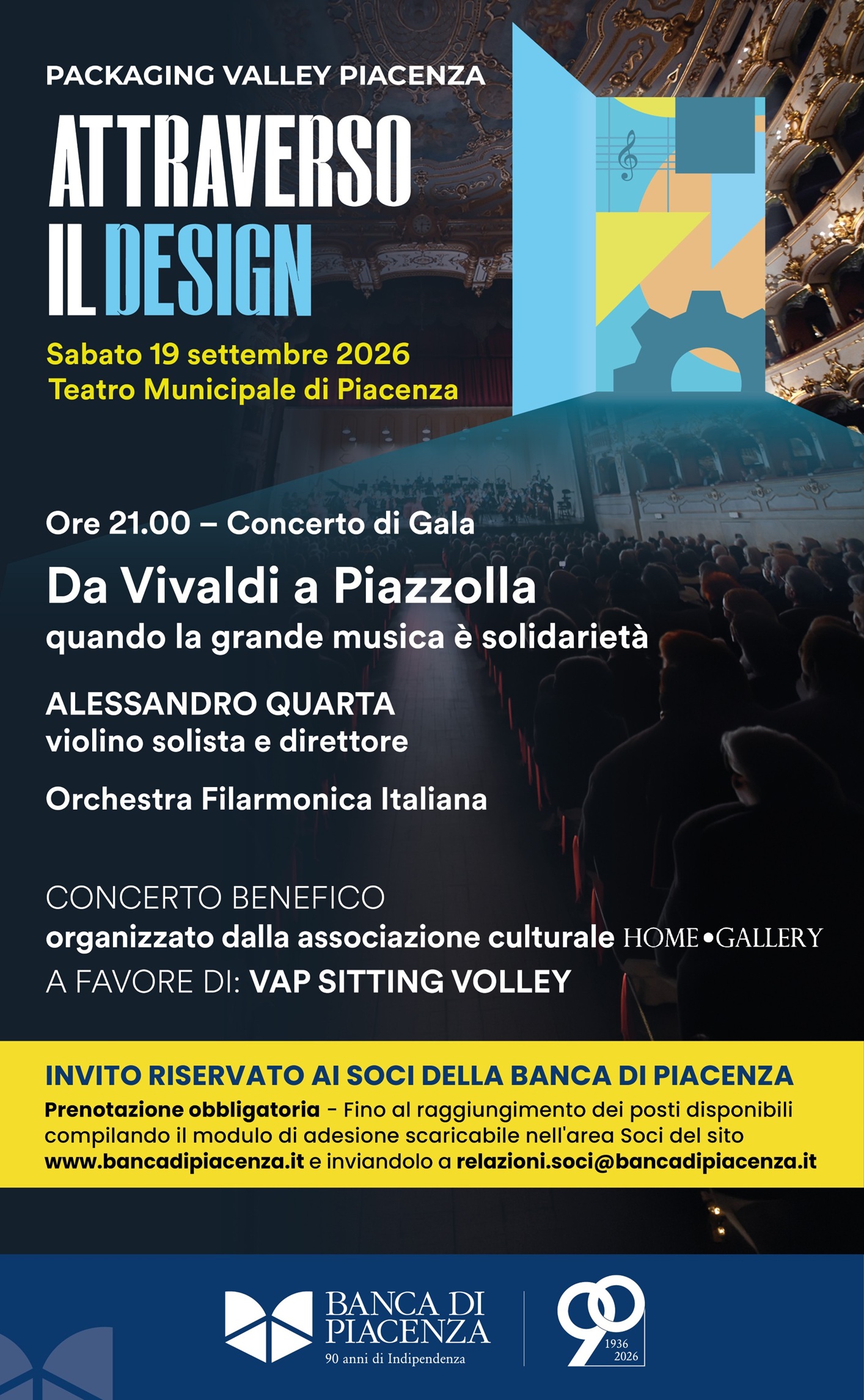 Attraverso il design - Sabato 19 settembre 2026 - Concerto di Gala benefico