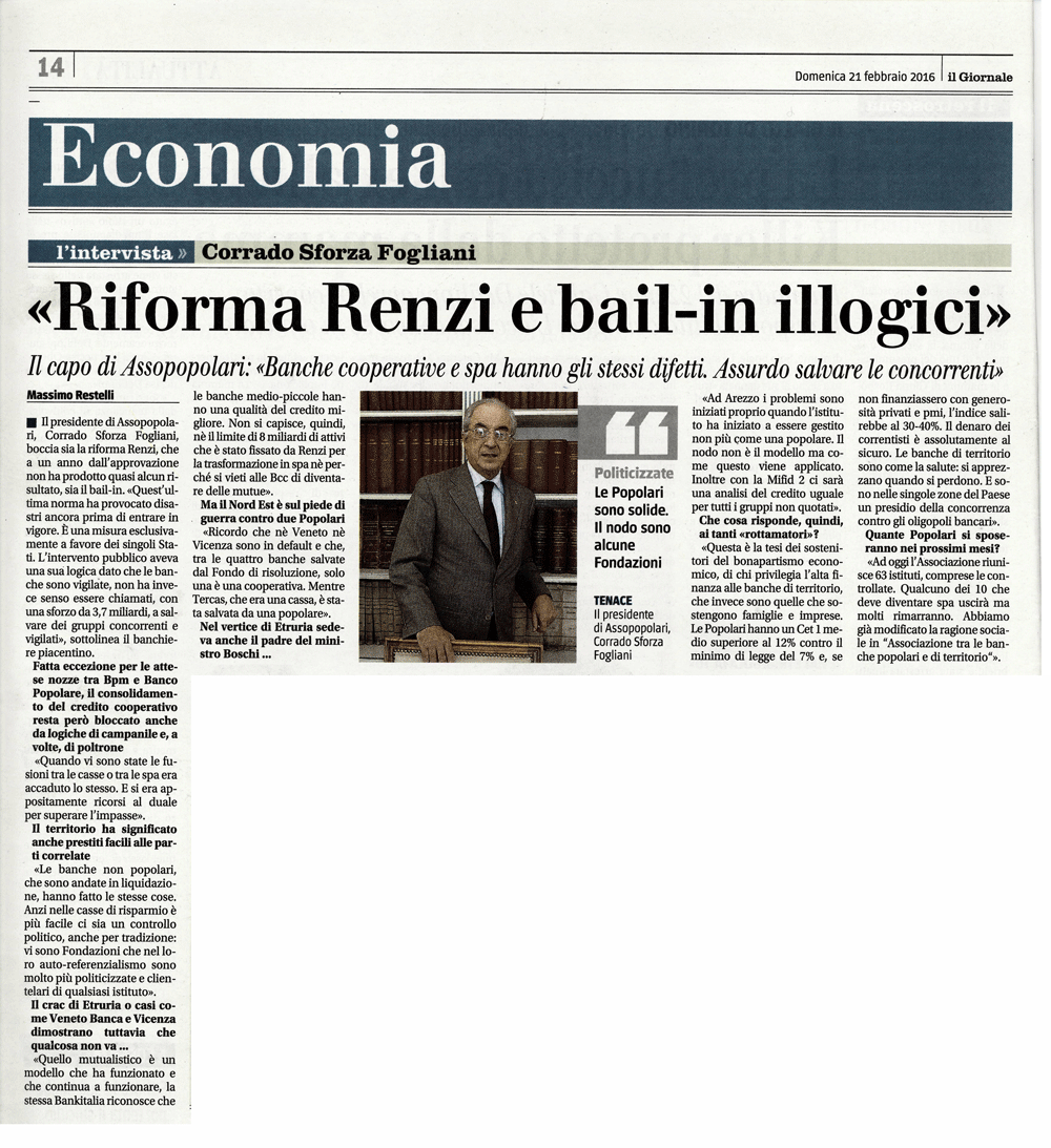 RIFORMA RENZI E BAIL-IN ILLOGICI