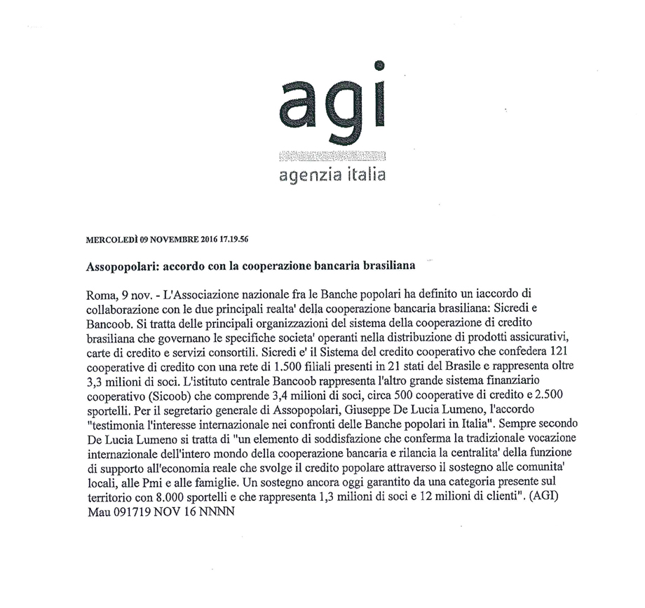 ASSOPOPOLARI, ACCORDO INTERNAZIONALE