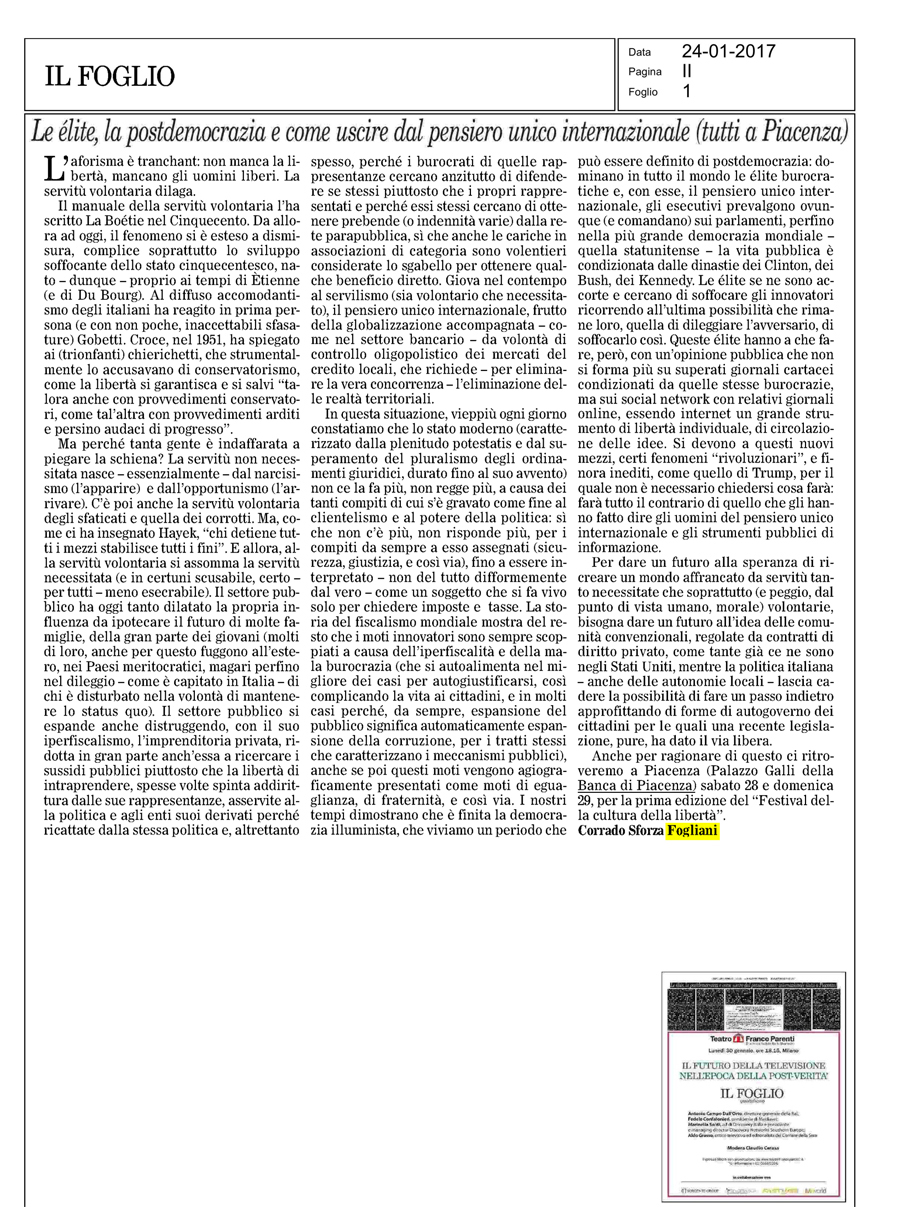 CONTRO IL PENSIERO UNICO INTERNAZIONALE TUTTI A PIACENZA