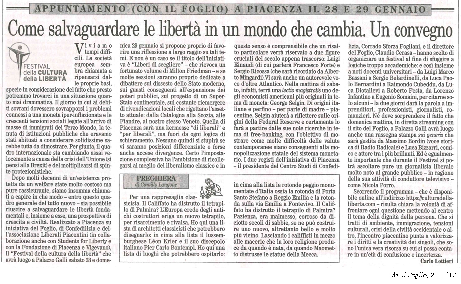 IL FOGLIO, 21.1.'17