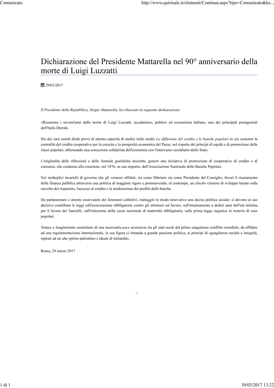 COMUNICATO PRESIDENTE MATTARELLA
