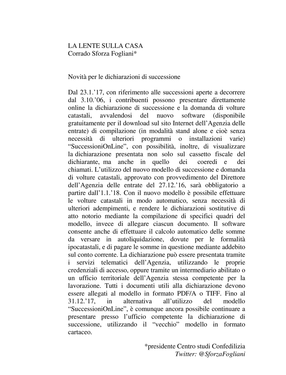Novità per le dichiarazioni di successione