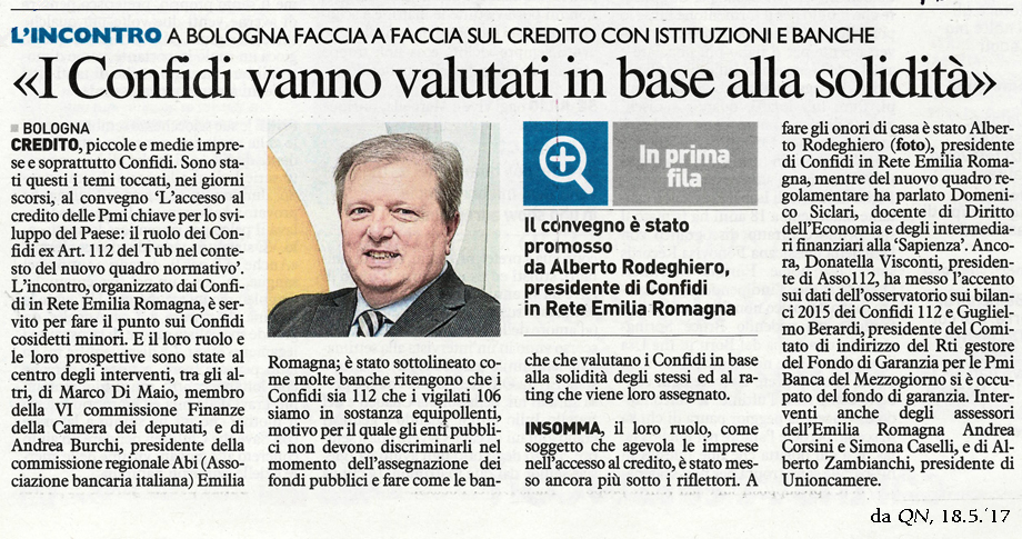 <<I Confidi vanno valutati in base alla solidità>>