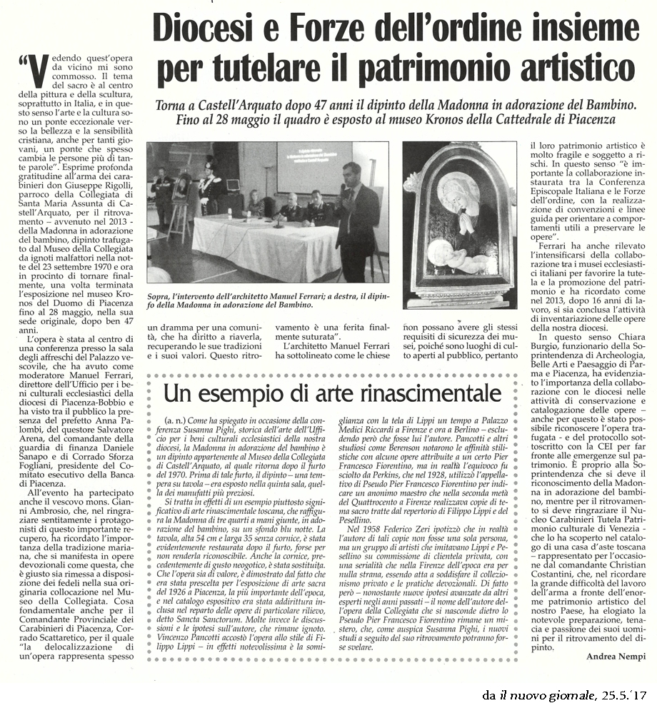 DIOCESI E FORZE DELL'ORDINE INSIEME PER TUTELARE IL PATRIMONIO ARTISTICO