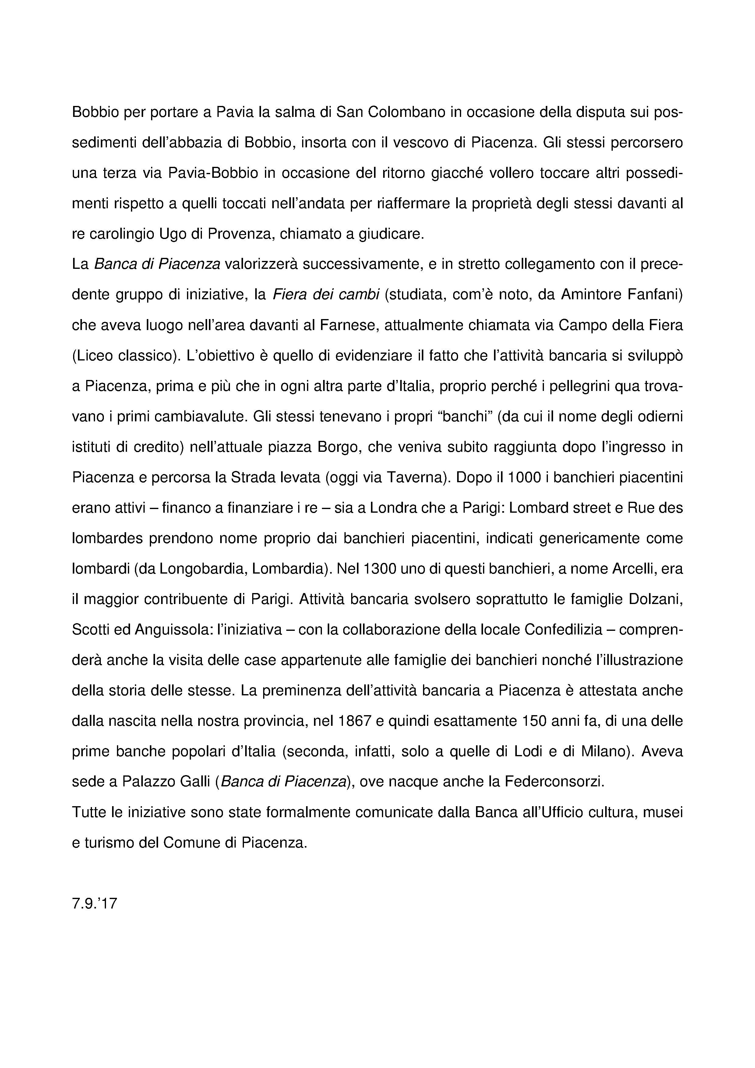 BANCA DI PIACENZA PER LA CULTURA