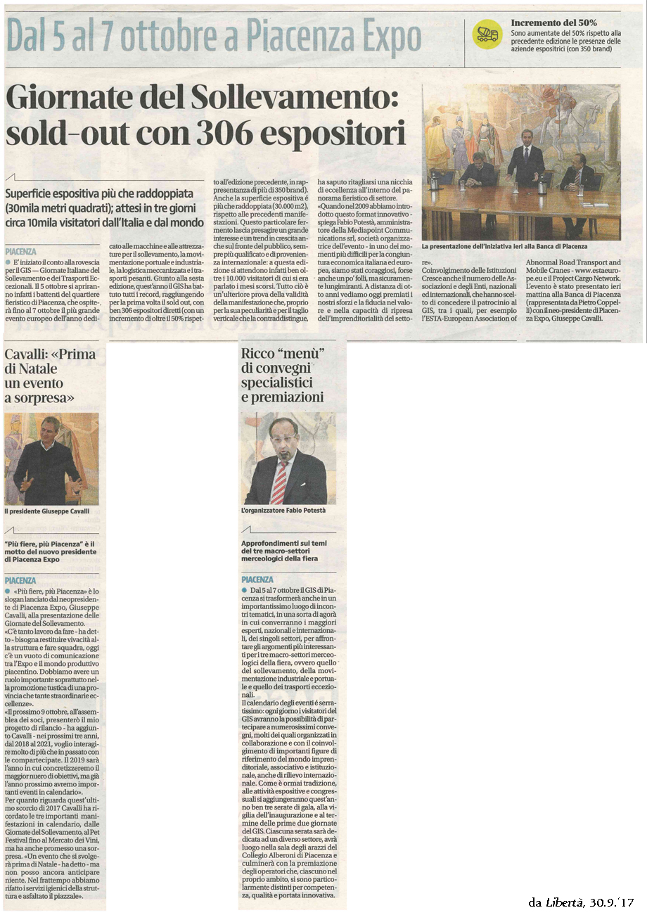 PRESENTATE IN SALA RICCHETTI DAL NUOVO PRESIDENTE DI EXPO GIUSEPPE CAVALLI LE GIORNATE DEL SOLLEVAME