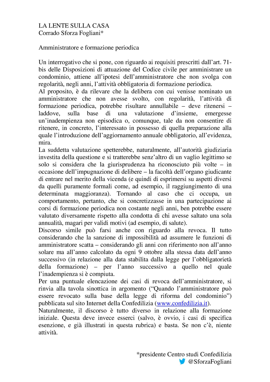 Amministratore e formazione periodica