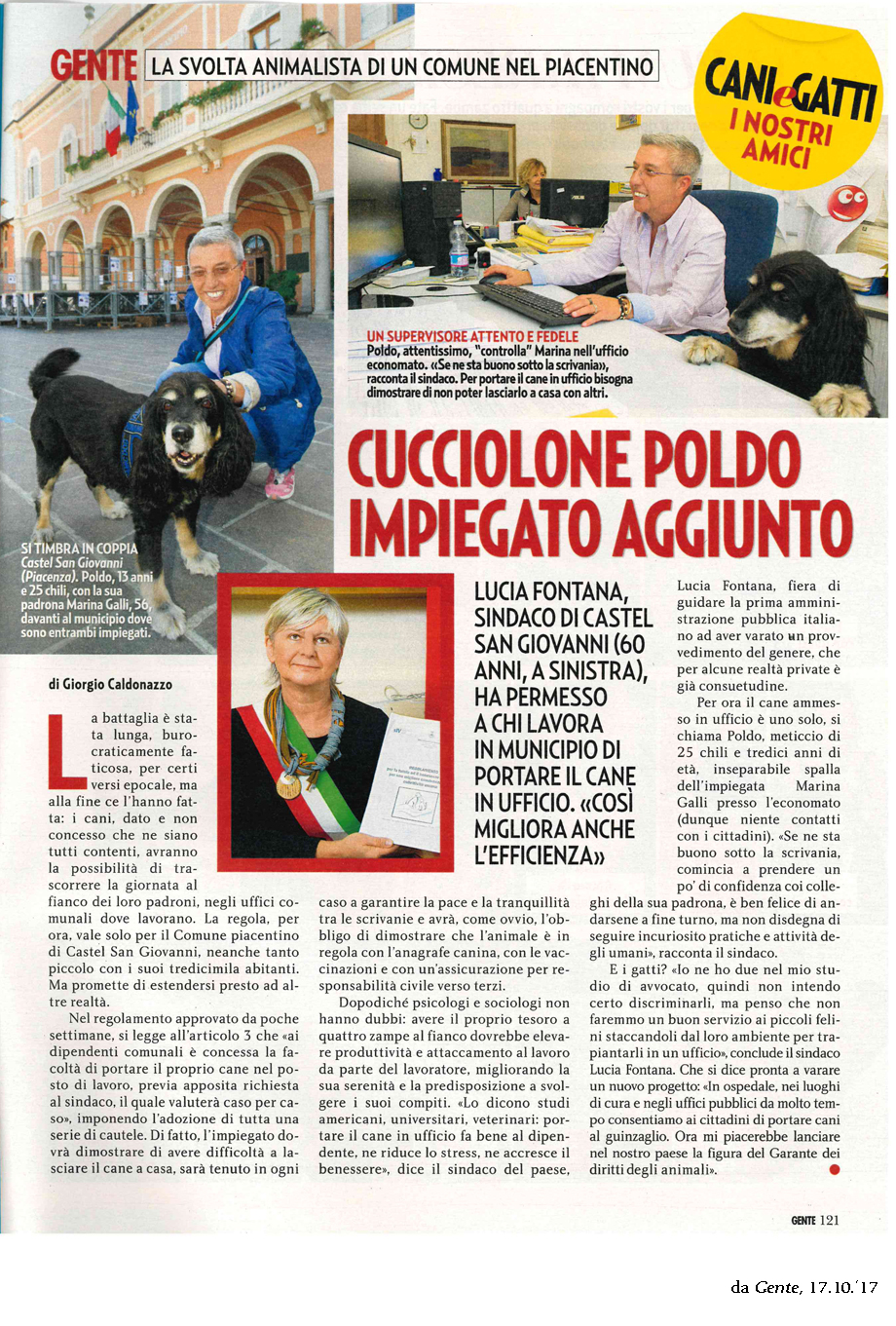 LA SVOLTA ANIMALISTA DEL COMUNE DI CASTEL SAN GIOVANNI