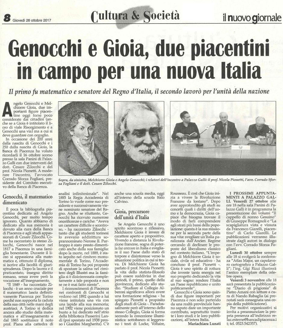 Genocchi e Gioia, due piacentini in campo per una nuova Italia