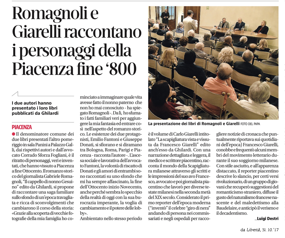 Romagnoli e Giarelli raccontano i personaggi della Piacenza fine '800