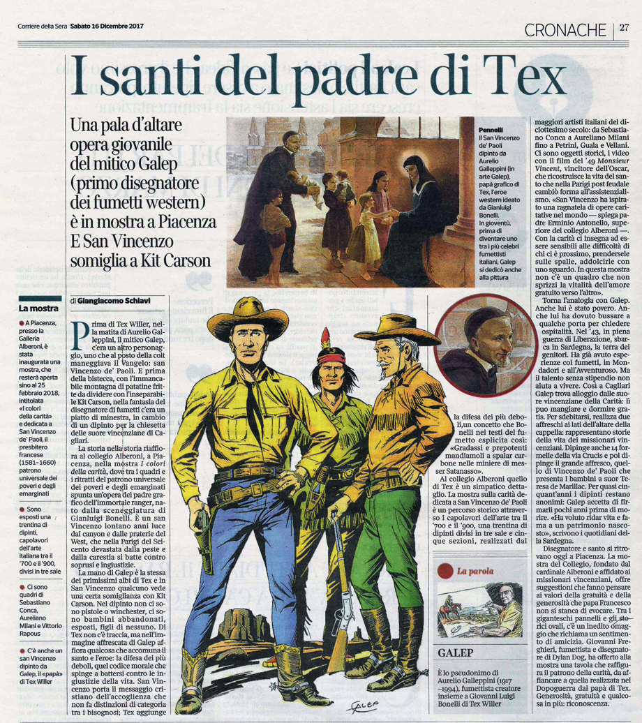 Corsera sulla mostra all'Alberoni per San Vincenzo De Paoli