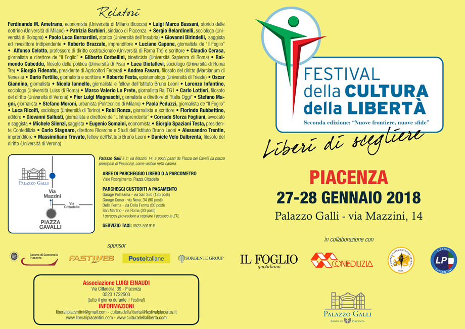 Festival della cultura della libertà 27 e 28 gennaio 2018