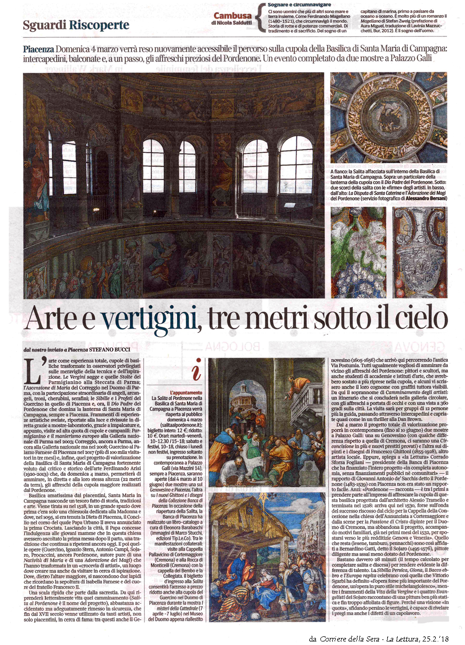 Una pagina del Corriere (la Lettura) sull'iniziativa della Banca per il Pordenone