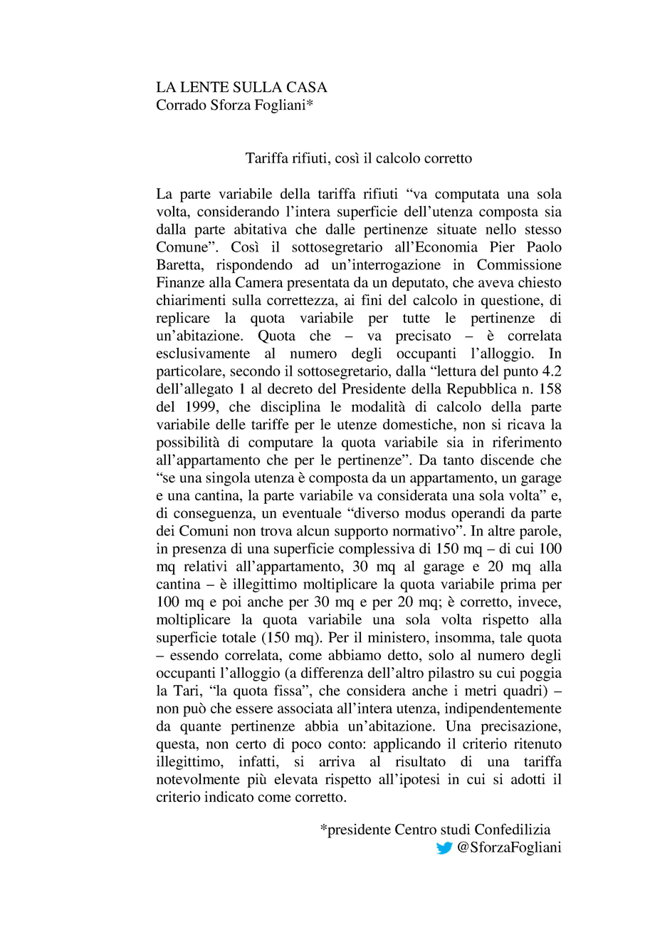 Tariffa rifiuti, così il calcolo corretto