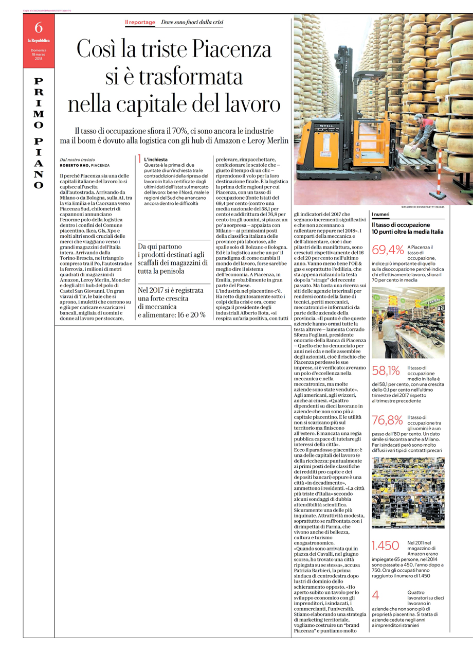 Così la triste Piacenza si è trasformata nella capitale del lavoro