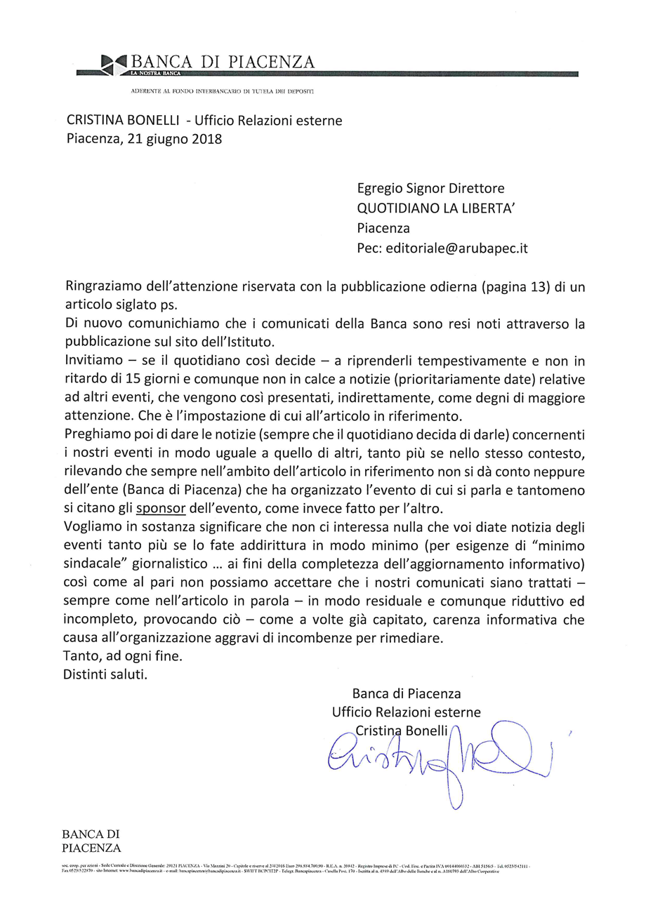 Lettera sull'informazione piacentina