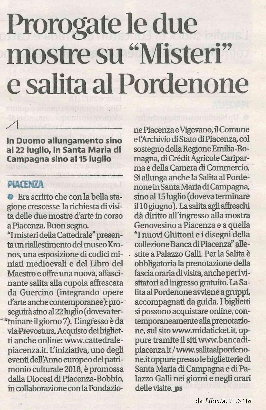 Lettera sull'informazione piacentina