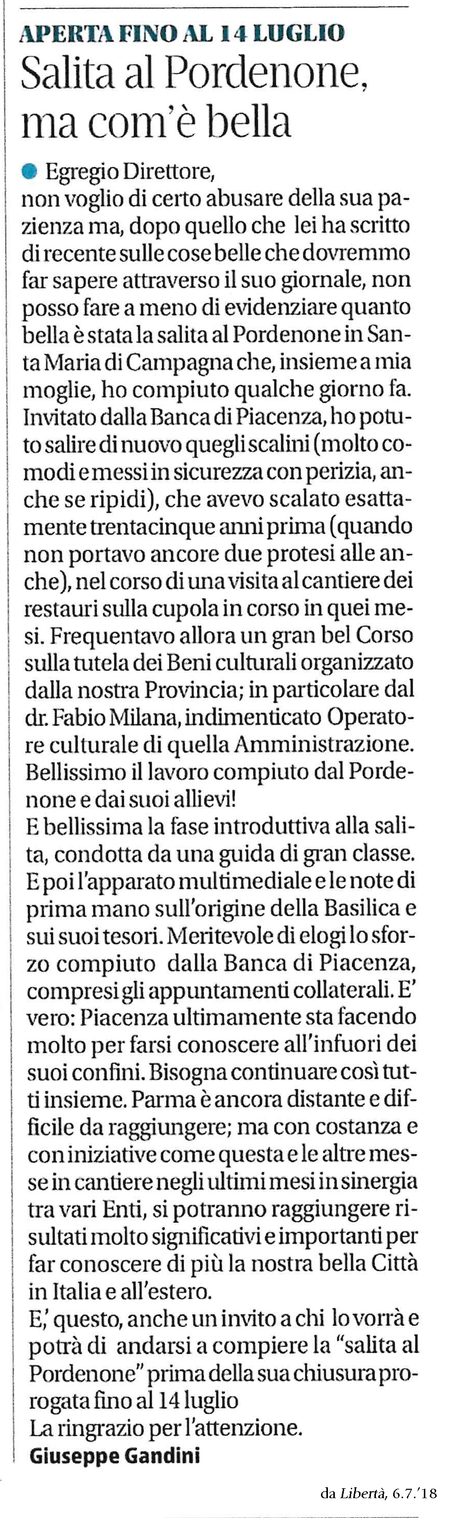 Libertà pubblica due lettere con apprezzamenti lusinghieri sulla Banca