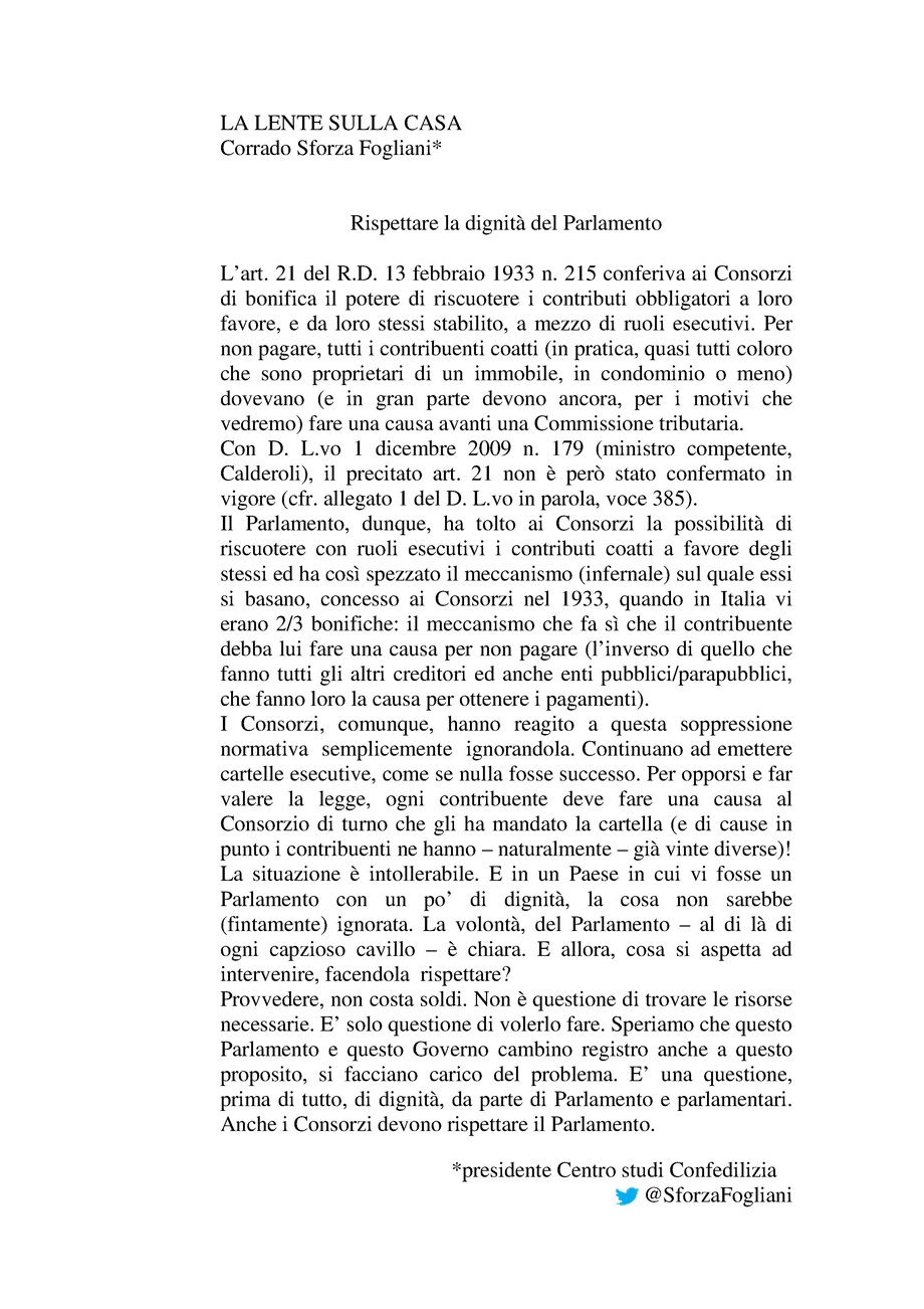 Rispettare la dignità del Parlamento