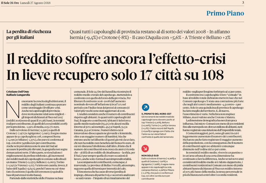 il reddito soffre ancora articolo