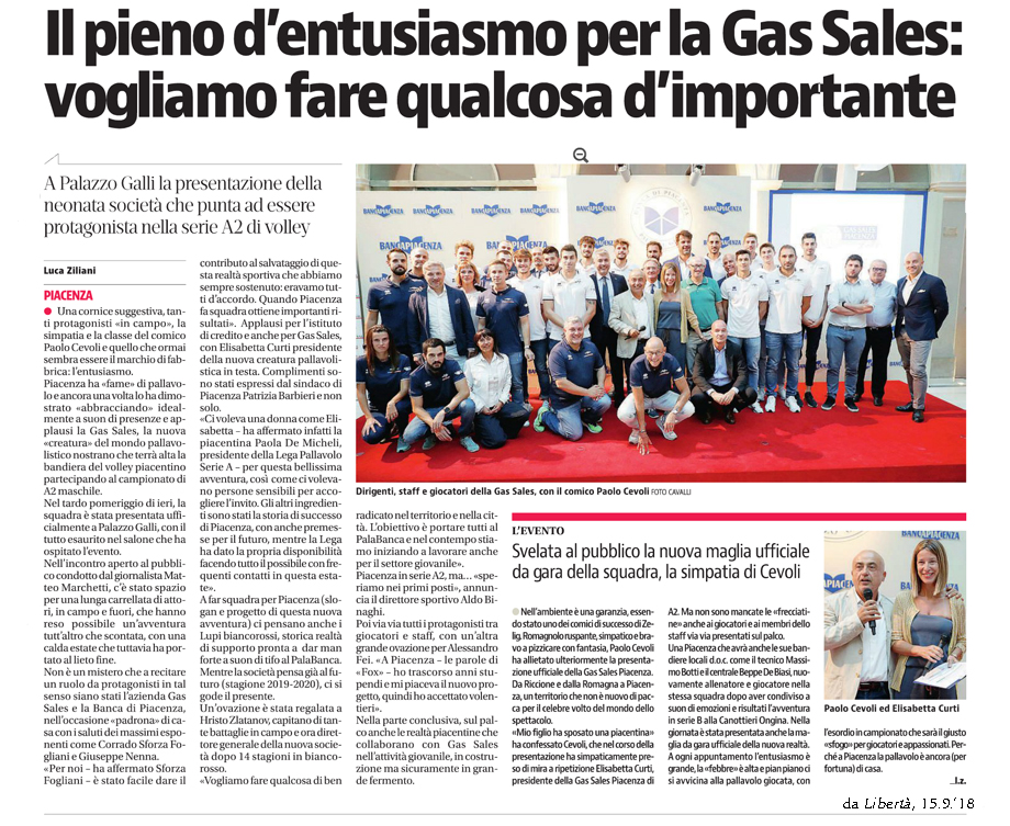 Il pieno d'entusiasmo per la Gas Sales: vogliamo fare qualcosa d'importante