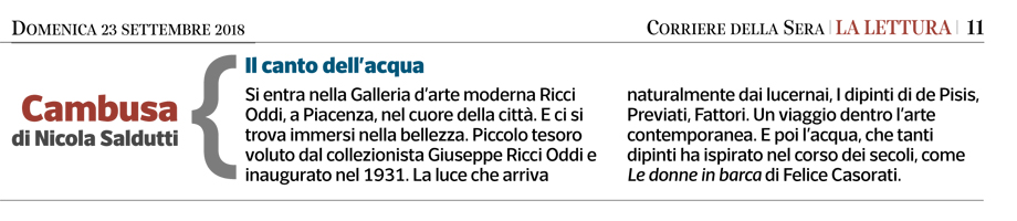 GALLERIA RICCI ODDI, NE PARLA SALDUTTI SUL CORSERA