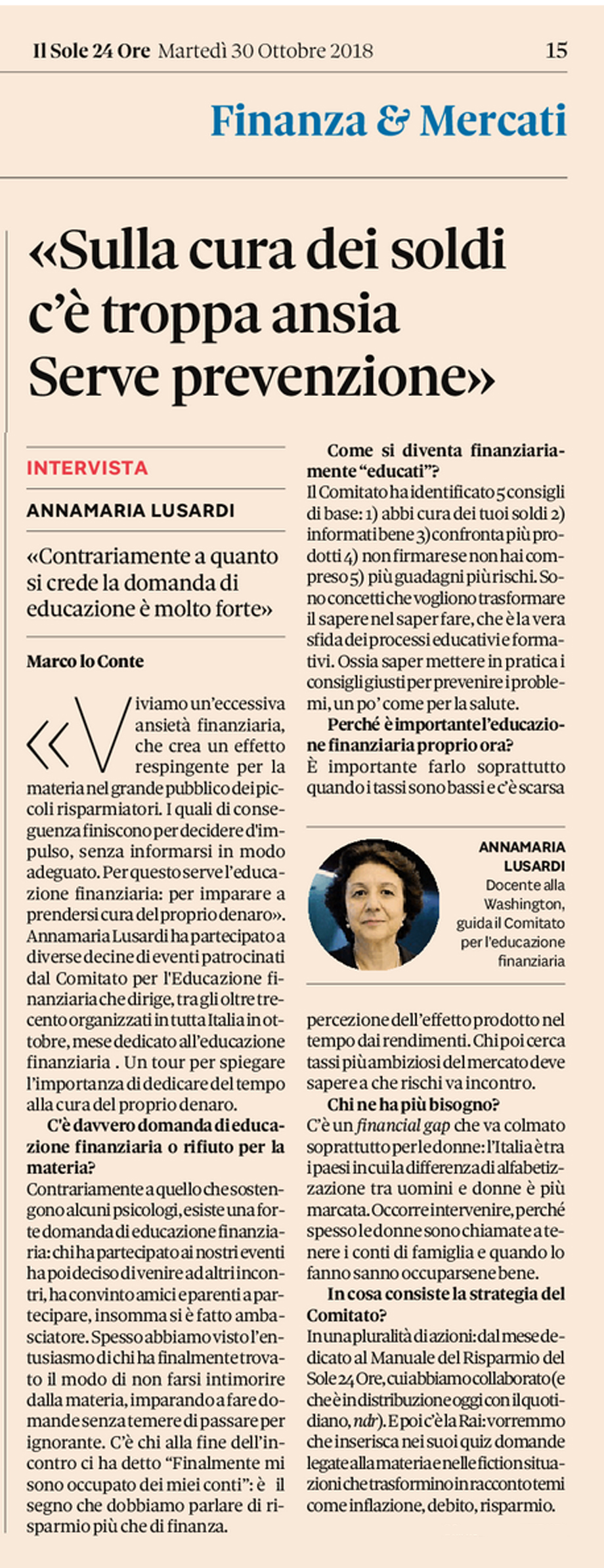 Il Sole 24ore 30.10.'18