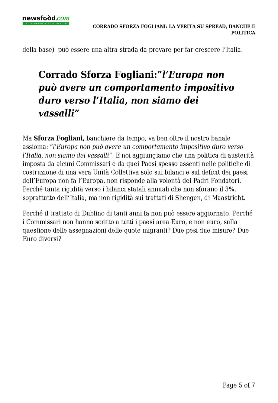 Sforza Fogliani: la verità su spread, banche e politica