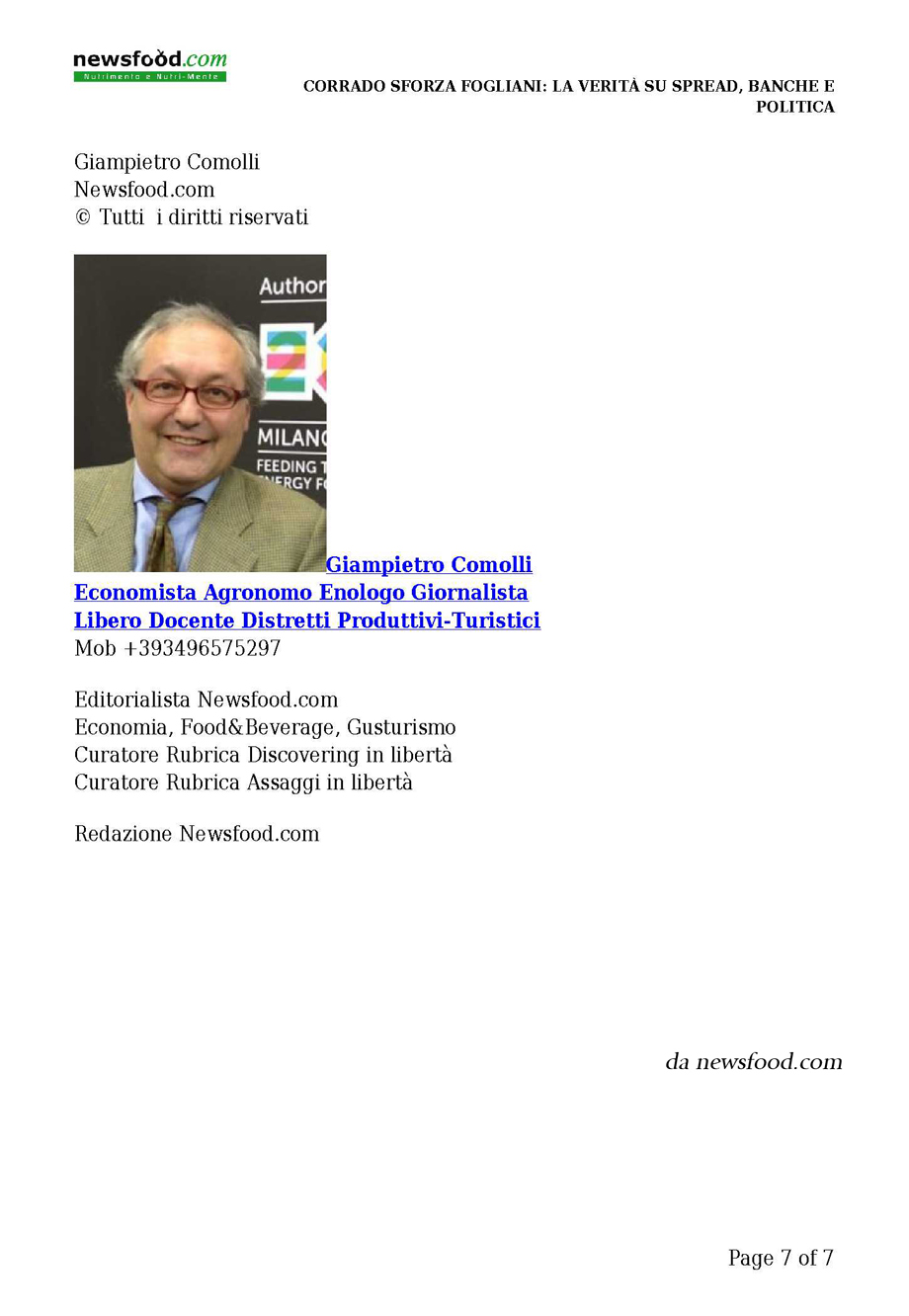 Sforza Fogliani: la verità su spread, banche e politica