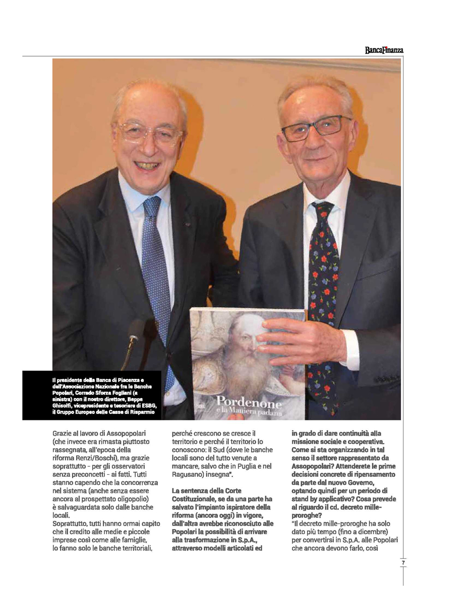 INTERVISTA AL PRESIDENTE SFORZA FOGLIANI SU BANCAFINANZA