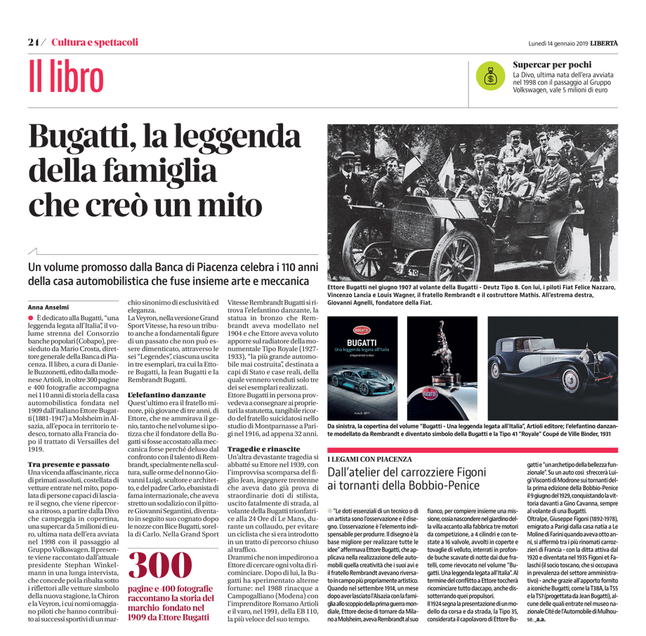 Il volume della Banca sui 110 anni della Bugatti