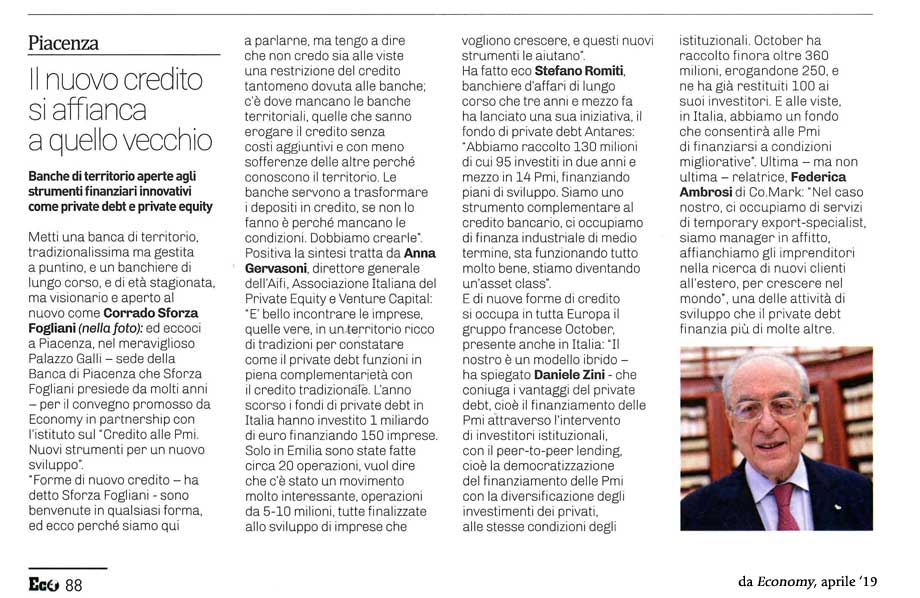 NUOVO CREDITO ALLA BANCA DI PIACENZA