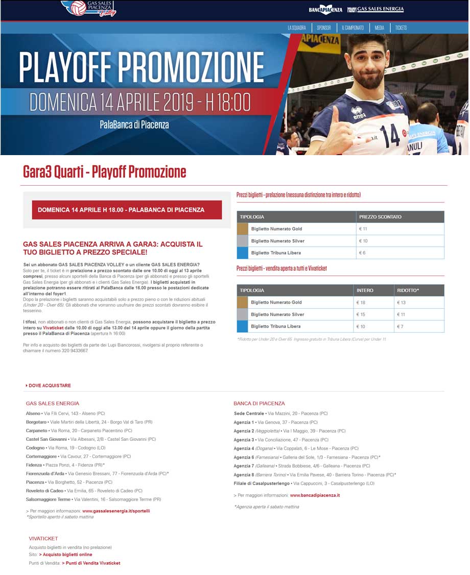 Biglietti Gas Sales playoff
