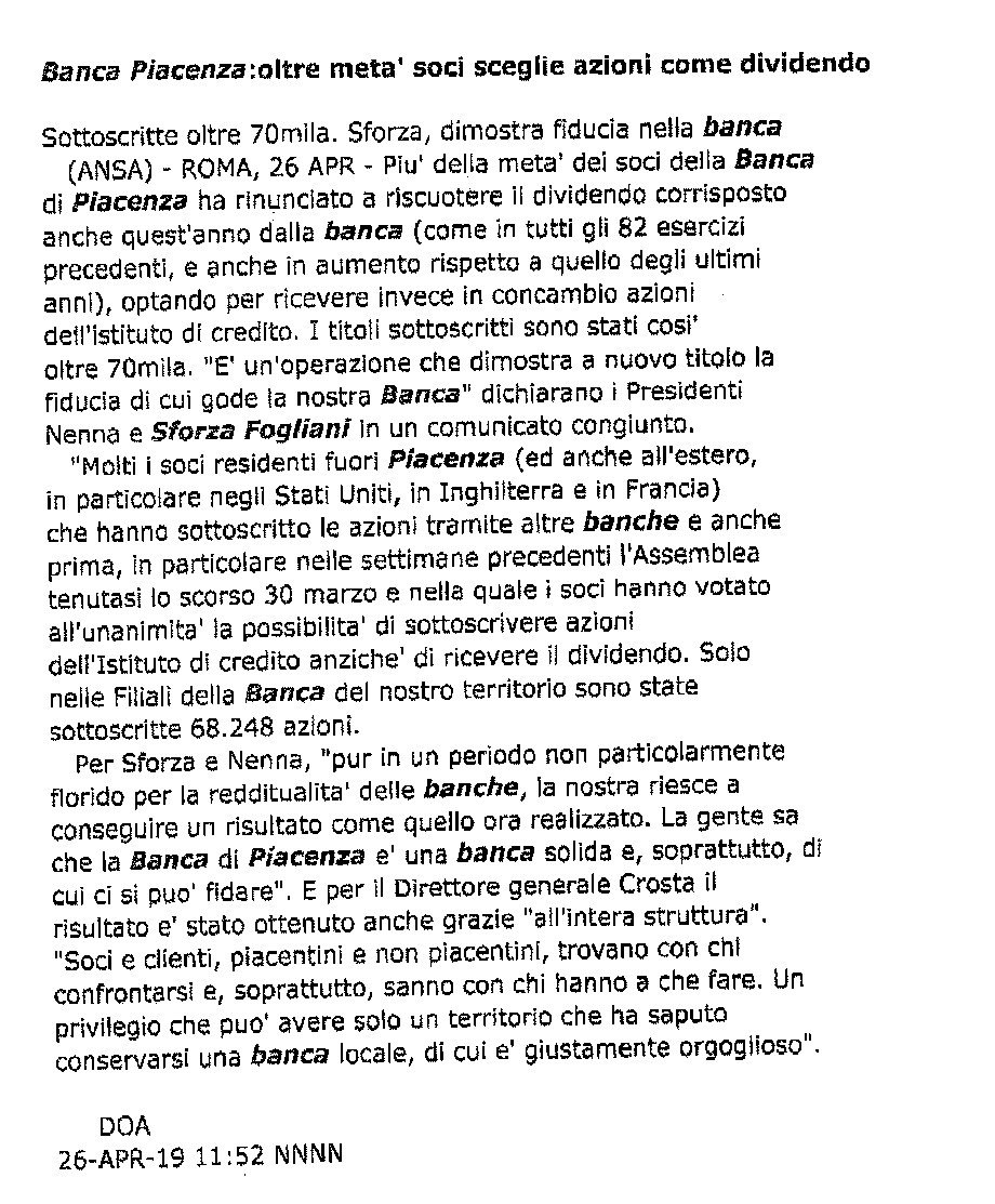 Agenzie stampa parlano di noi 1