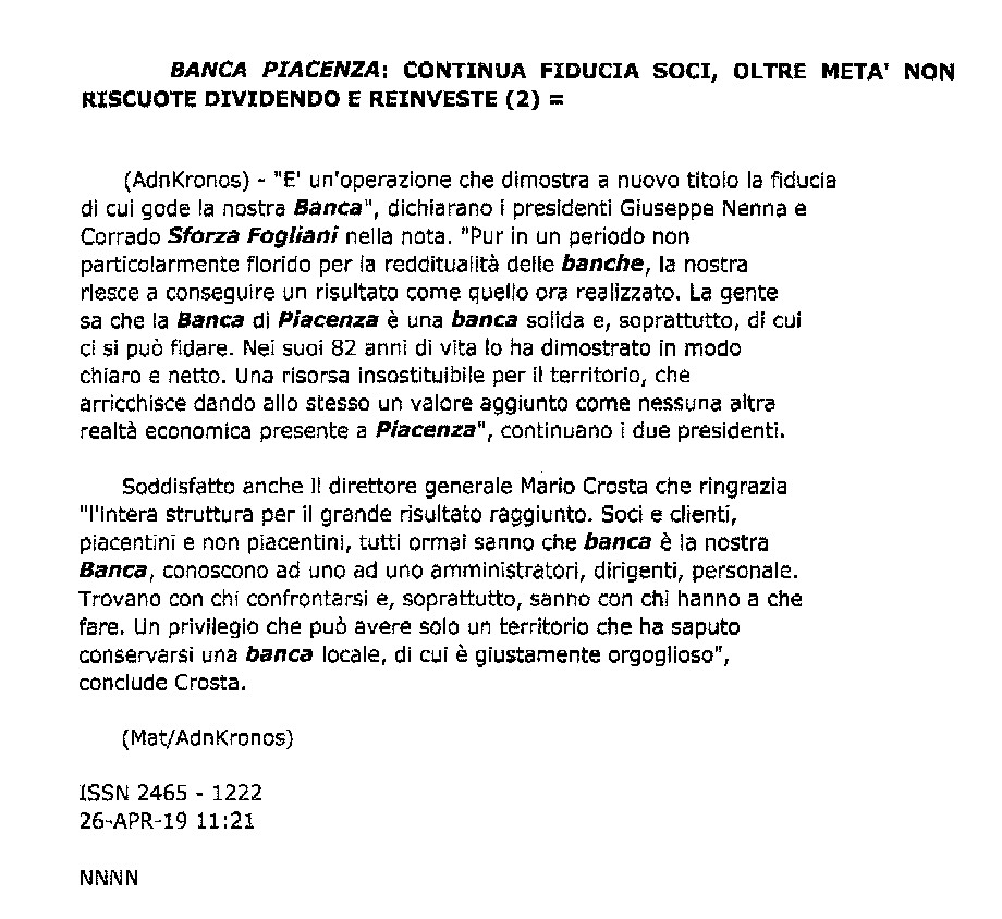 Agenzie stampa parlano di noi 3,2