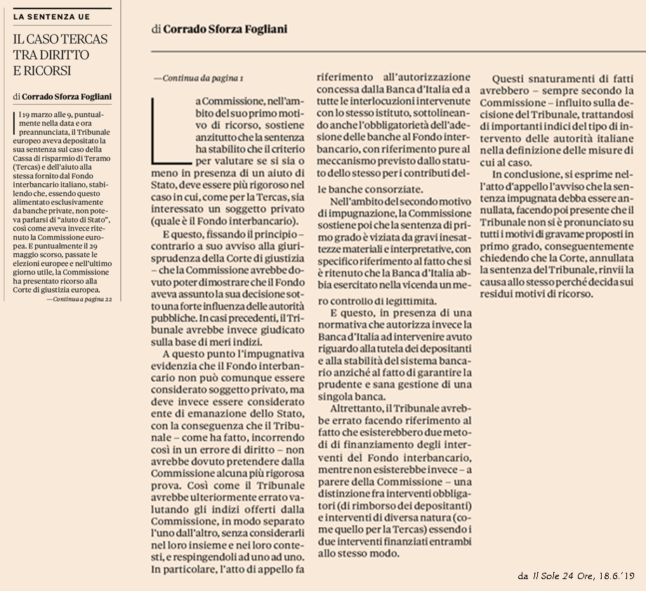 IL CASO TERCAS TRA DIRITTO E RICORSI