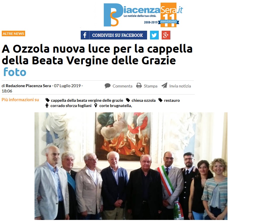A Ozzola nuova luce per la cappella della Beata Vergine delle Grazie