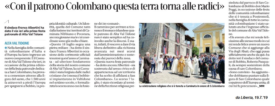 con il patrono colombano questa terra torna alle radici