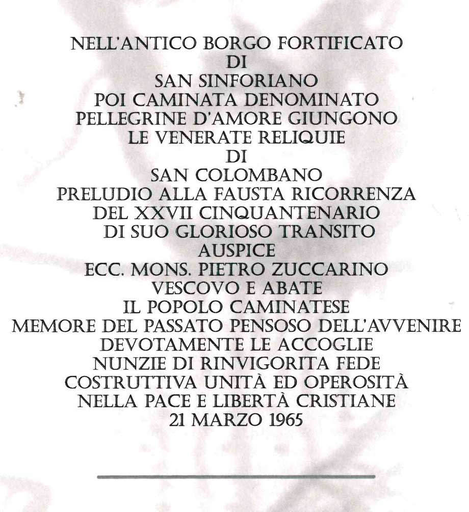 L'omaggio di Caminata a San Colombano