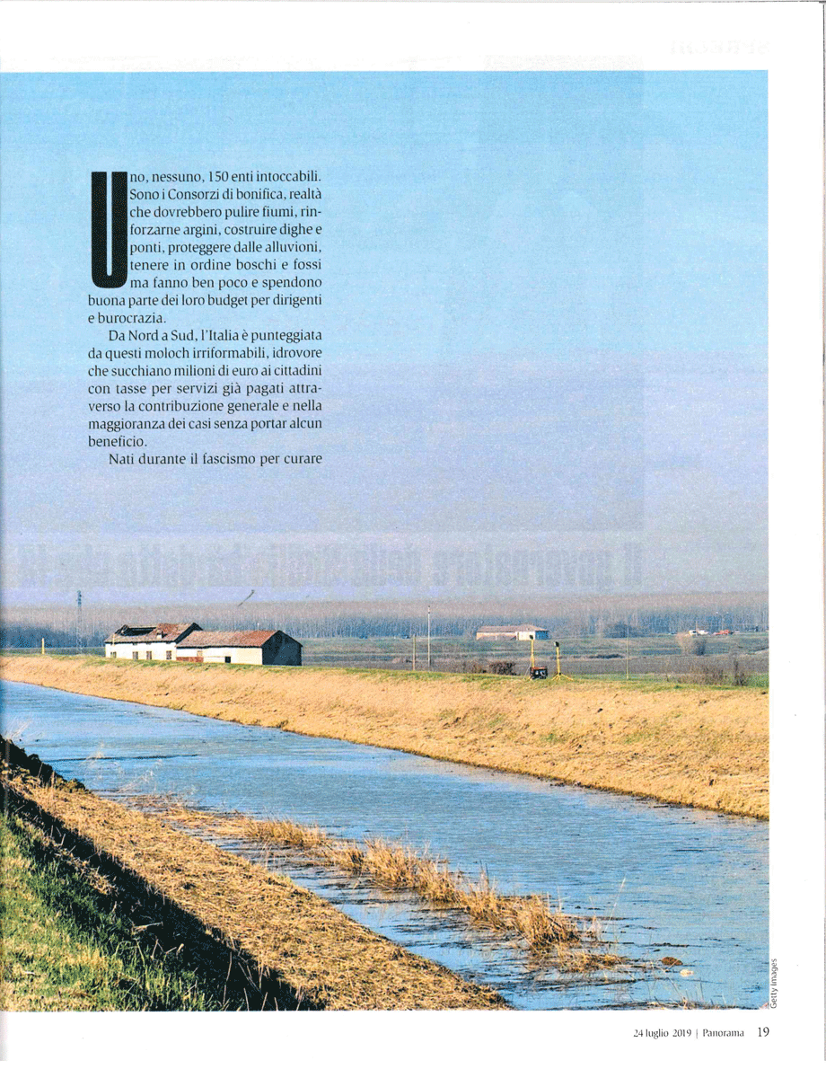 Su Panorama l'avvocato piacentino "flagello dei consorzi di bonifica"