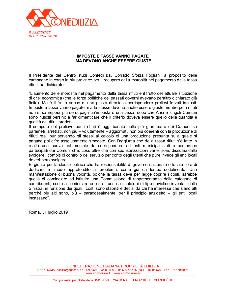 IMPOSTE E TASSE VANNO PAGATE MA DEVONO ANCHE ESSERE GIUSTE