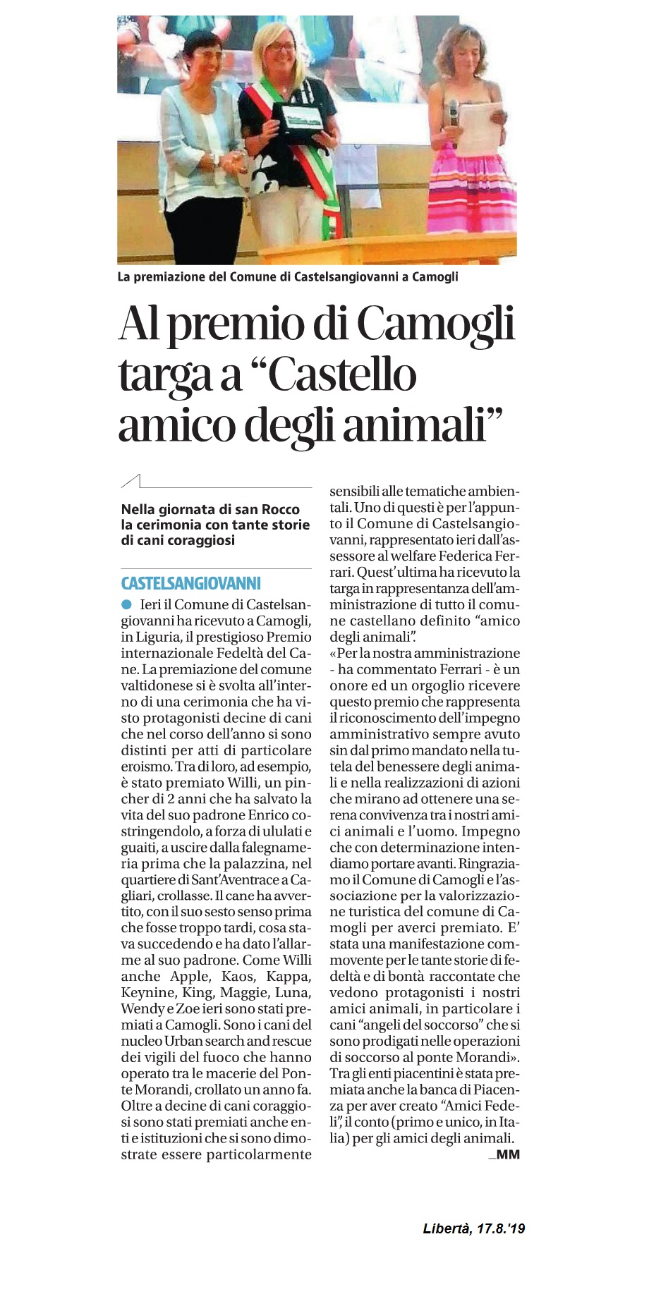 camogli targa castello amico degli animali