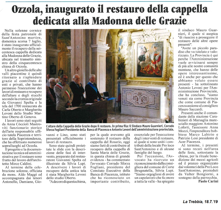 ozzola laTrebbia inaugurato restauro della cappella