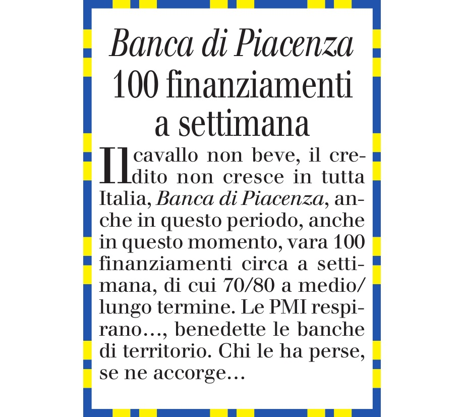 100 finanziamenti a settimana