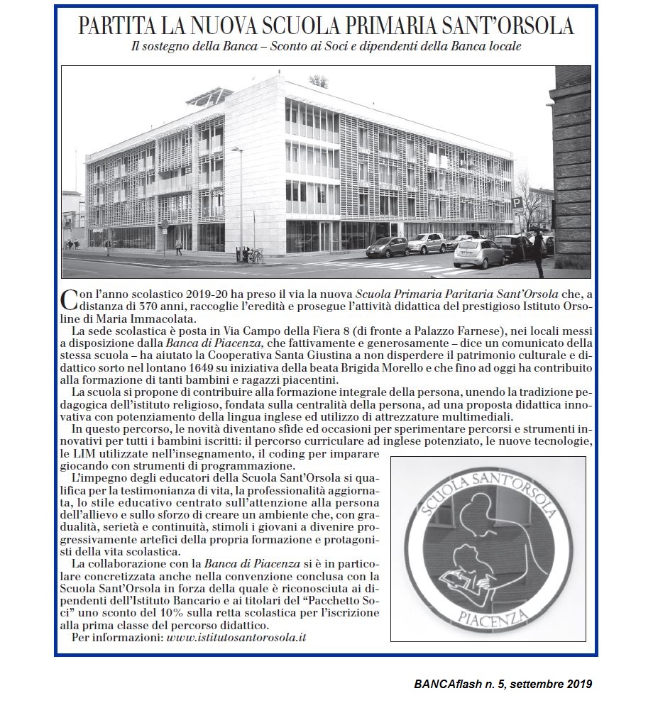 BF partita la nuova scuola primaria sant'orsola